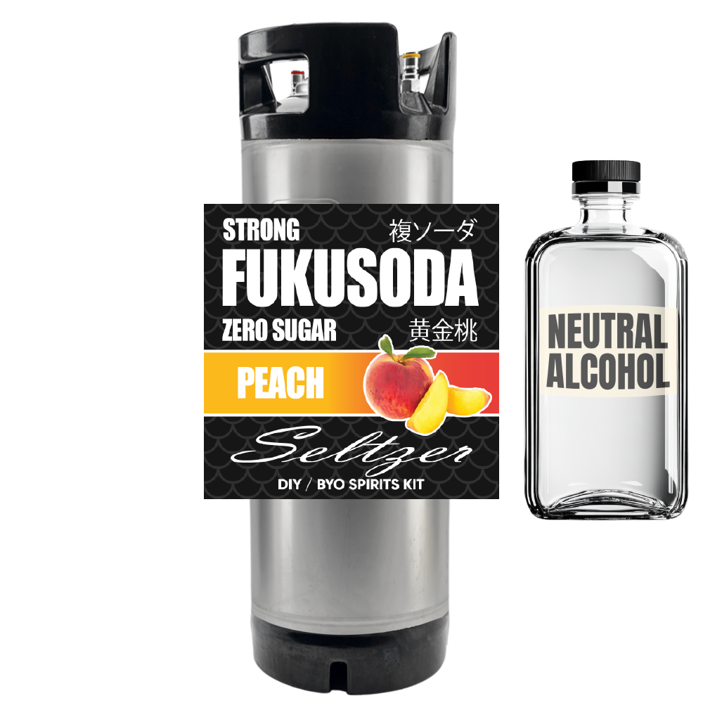 Hard FUKUSODA Peach Seltzer - Zero Sugar - DIY ~ BYO Spirits Keg Kit