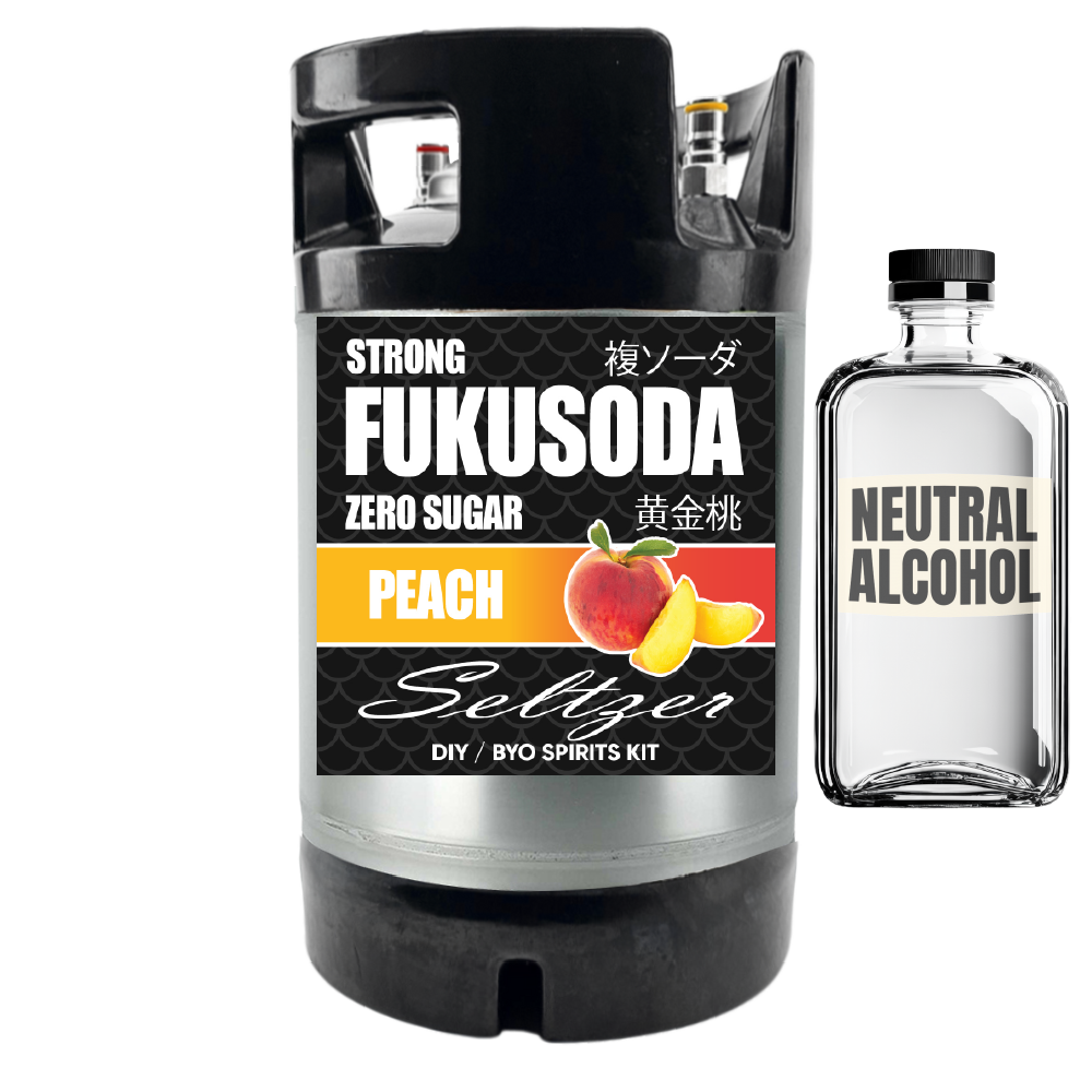 Hard FUKUSODA Peach Seltzer - Zero Sugar - DIY ~ BYO Spirits Keg Kit