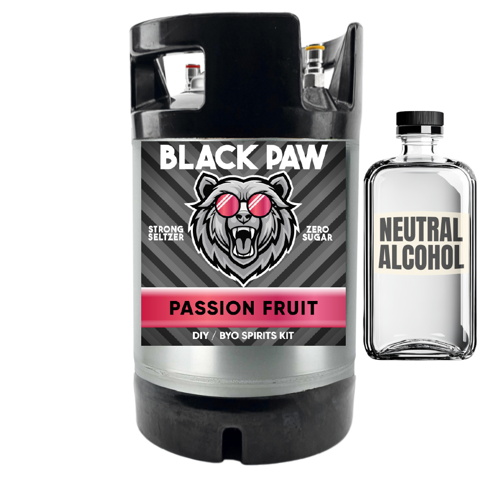 Hard Black Paw Passionfruit Seltzer - Zero Sugar - DIY ~ BYO Spirits Keg Kit
