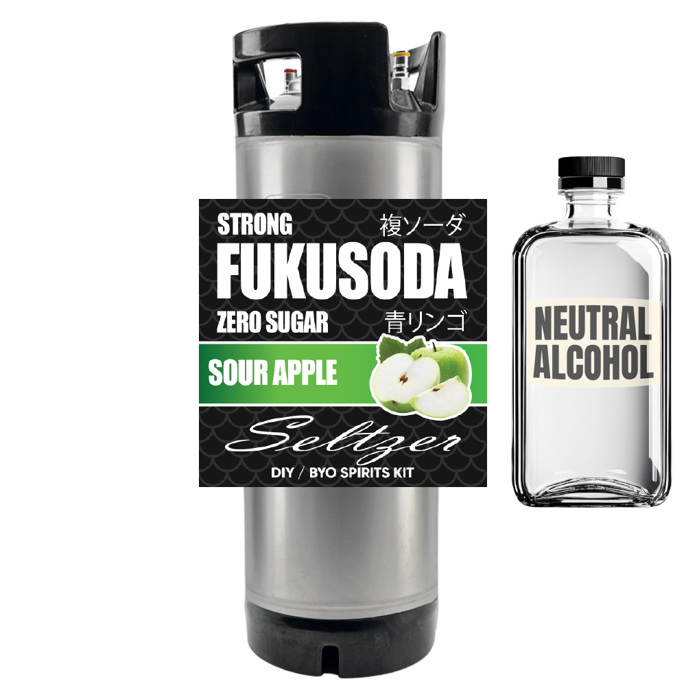 Hard FUKUSODA Sour Apple Seltzer - Zero Sugar - DIY ~ BYO Spirits Keg Kit