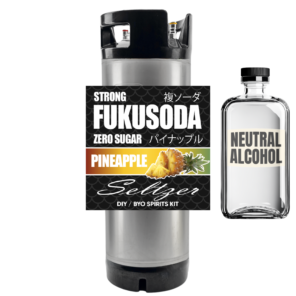 Hard FUKUSODA Pineapple Seltzer - Zero Sugar - DIY ~ BYO Spirits Keg Kit