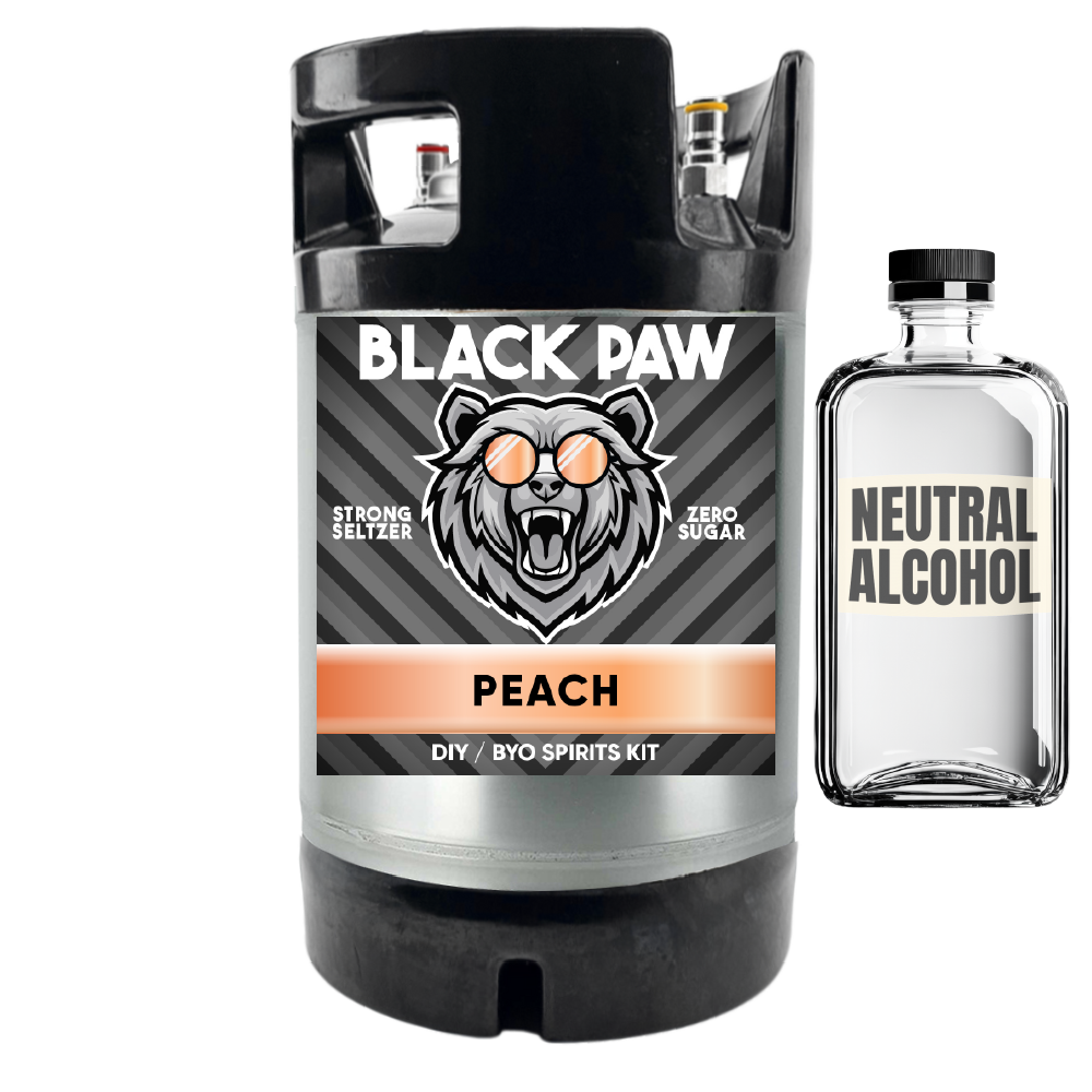 Black Paw Peach Hard Seltzer - Zero Sugar - DIY ~ BYO Spirits Keg Kit