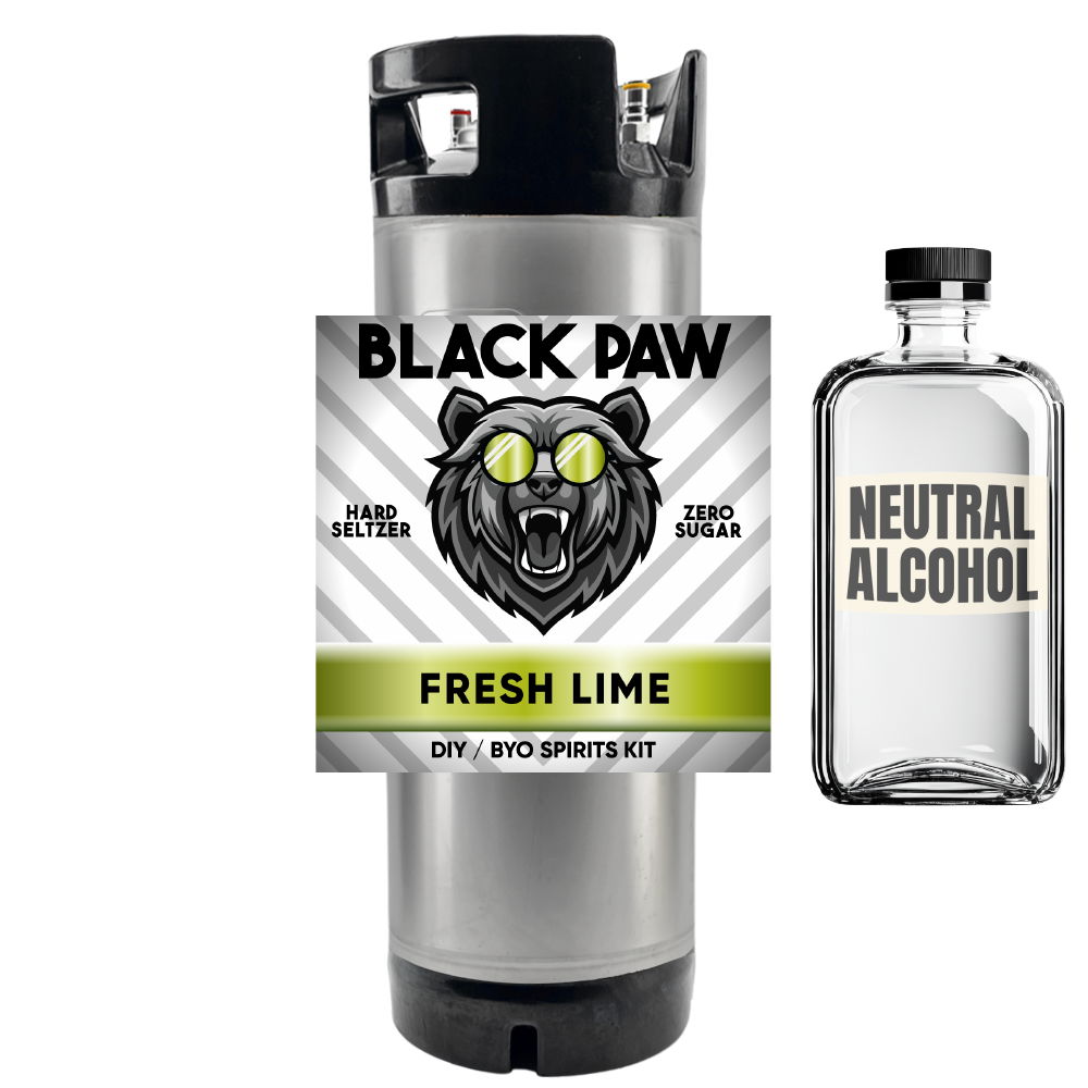 Black Paw Fresh Lime Hard Seltzer - Zero Sugar - DIY ~ BYO Spirits Keg Kit