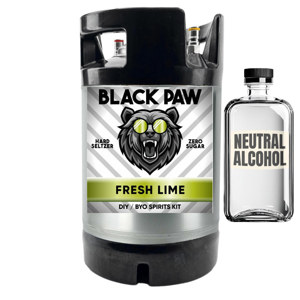 Black Paw Fresh Lime Hard Seltzer - Zero Sugar - DIY ~ BYO Spirits Keg Kit