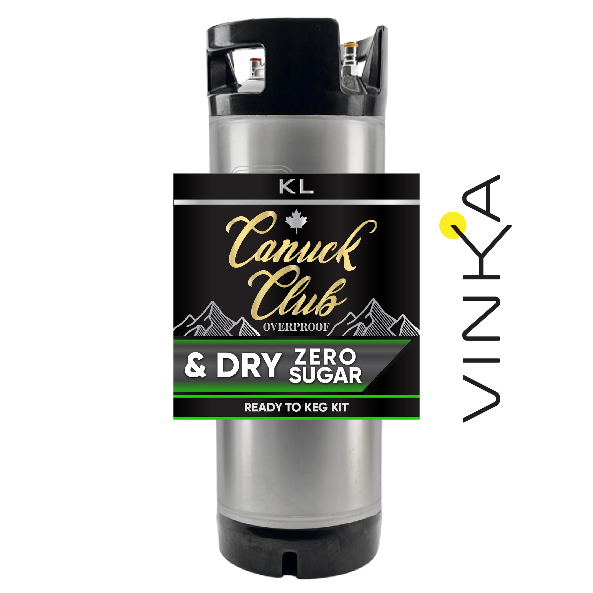Canuck Club beer keg kit with Vinka branding on a white background