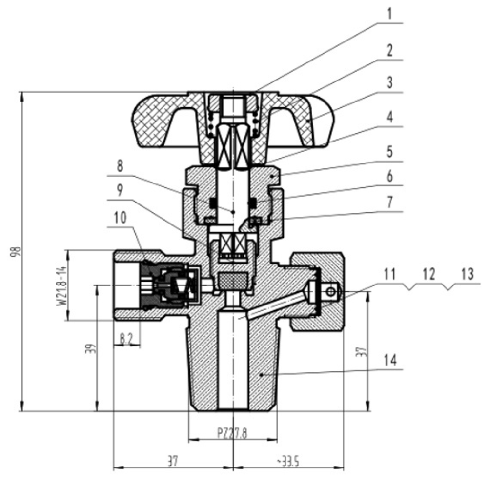 CO2 Cylinder Valve (with RPV)