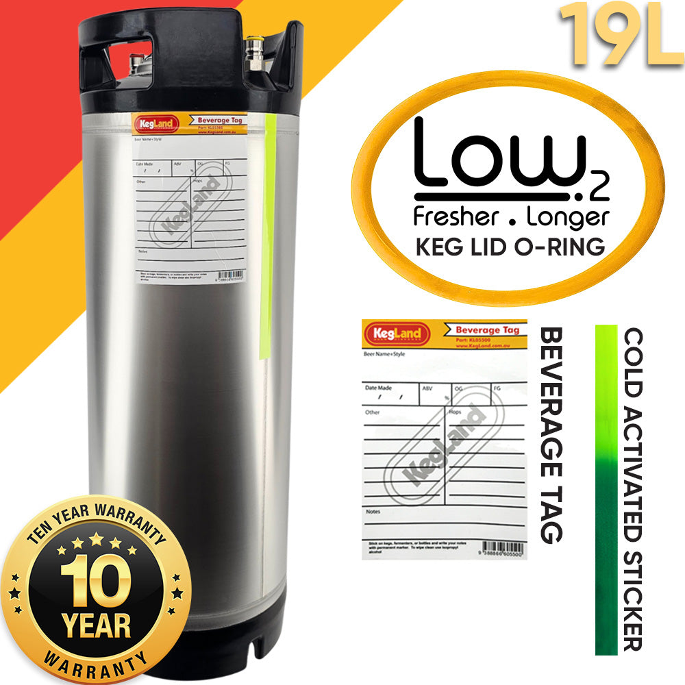 The 19L Golden Standard of homebrew kegs with Low2 technology.