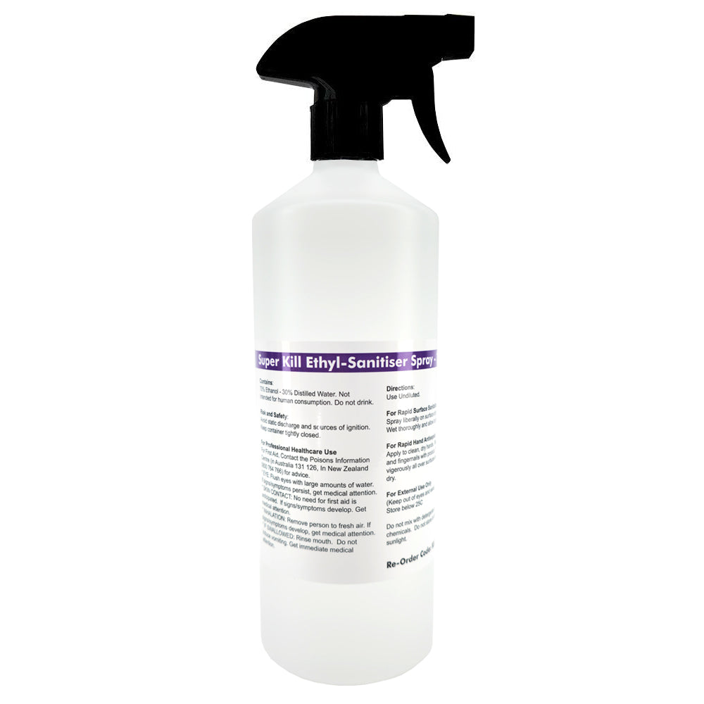 Medical Grade Ethanol Sanitiser Spray 1L Is one of the most effective sanitisers ever made.  Ethyl Alcohol works fast and leaves no residue or lingering smell.
