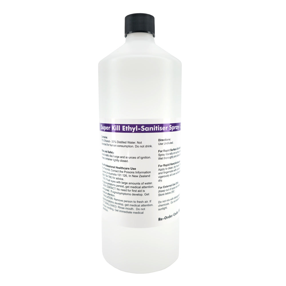 Medical Grade Ethanol Sanitiser Spray 1L Is one of the most effective sanitisers ever made. Ethyl Alcohol works fast and leaves no residue or lingering smell.
