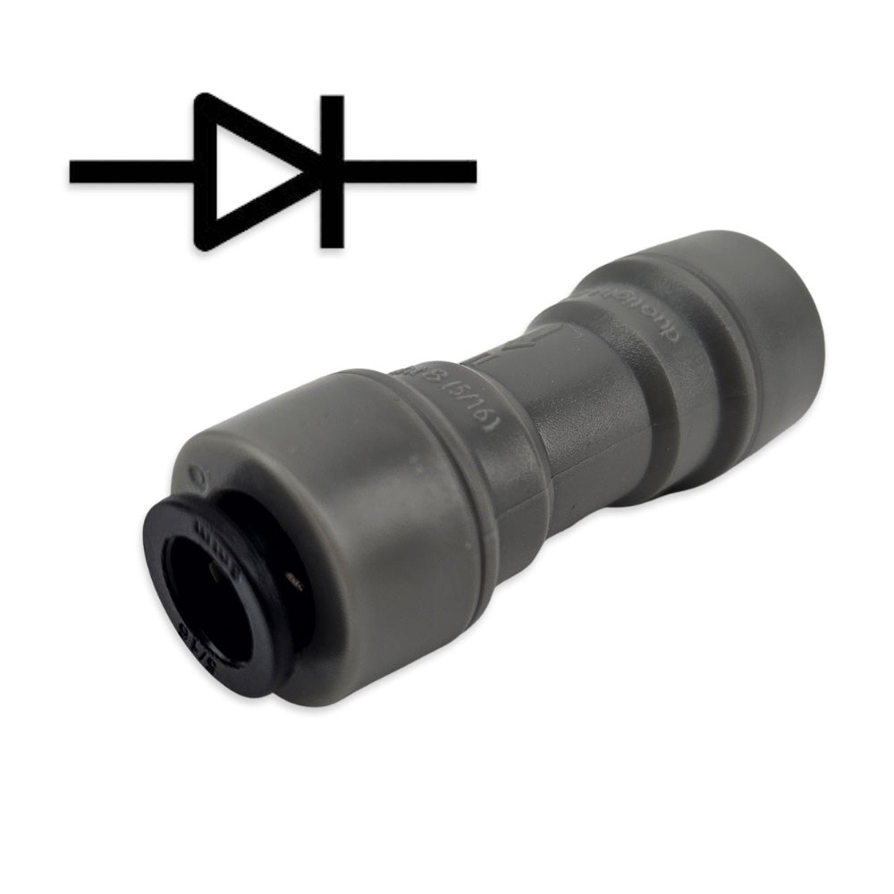 This very handy fitting could save you your regulator and is a good investment. This particular type of check valve has low opening pressure of only 1psi.