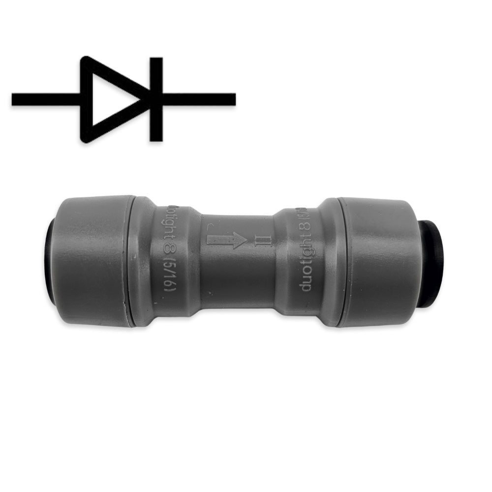This very handy fitting could save you your regulator and is a good investment. This particular type of check valve has low opening pressure of only 1psi.