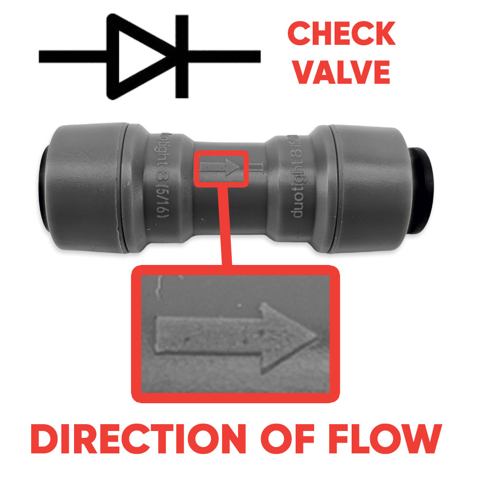 This very handy fitting could save you your regulator and is a good investment. This particular type of check valve has low opening pressure of only 1psi.