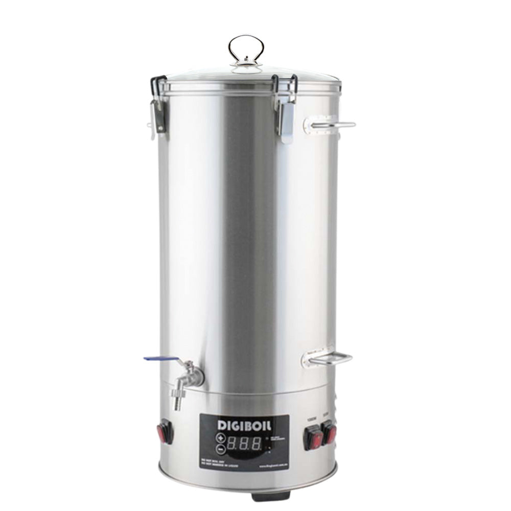 35L DigiBoil stainless steel boiler with glass lid.