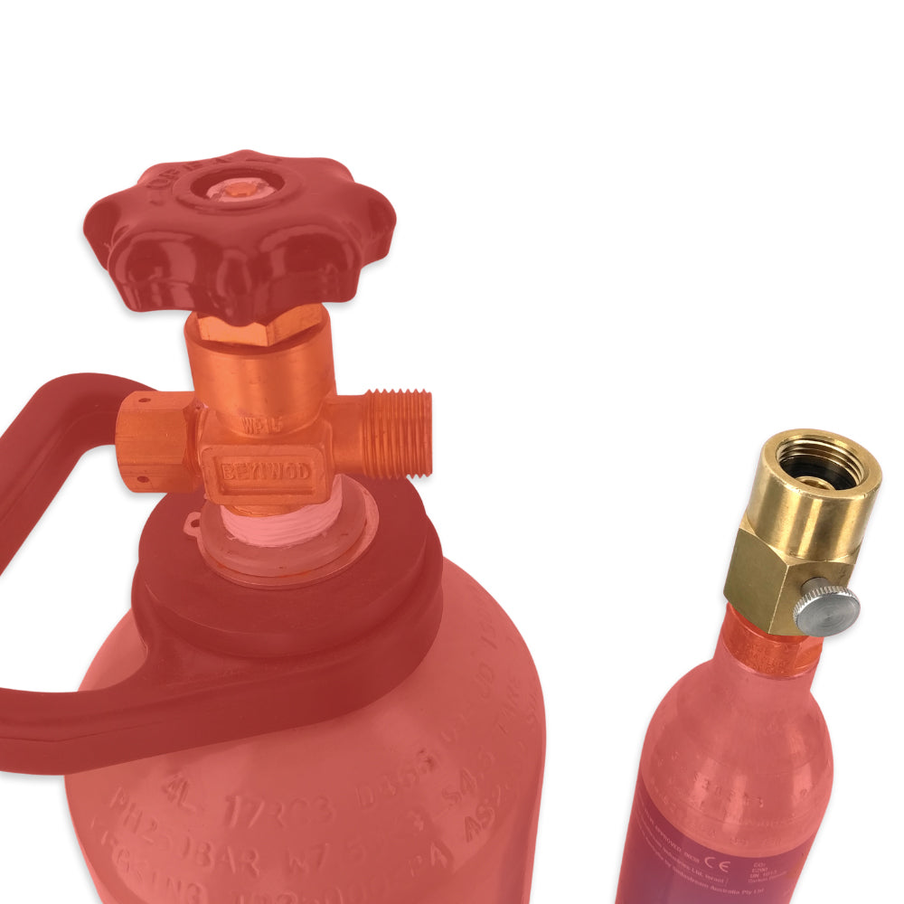 2.6kg Cylinder detached from a refill adaptor.