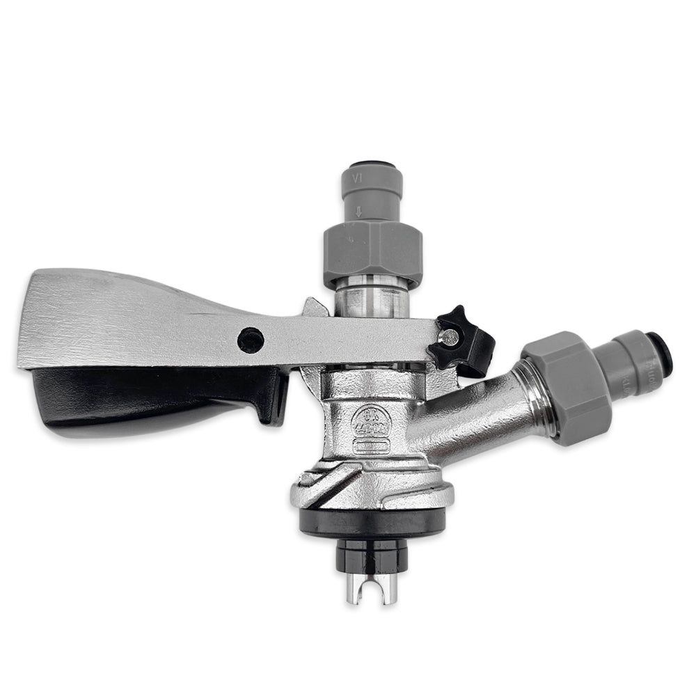 Commonly referred to as the "Twist On Coupler" for the twist style kegs that aren't D-Type.
Suitable for attaching Asahi, Heineken, Hofbrau Kegs