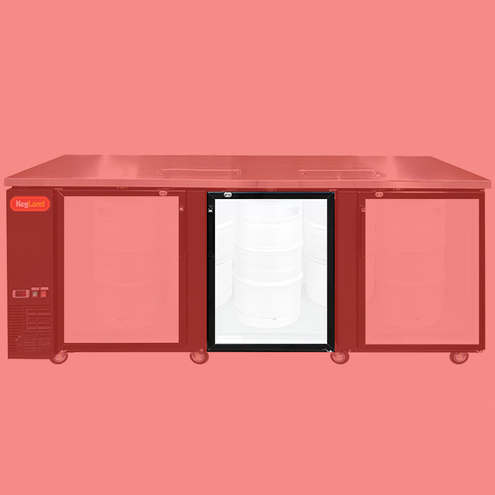 This is a replacement Right Hand Side Glass Door for the KegLand Black Grand Deluxe 3 Kegerator Range.