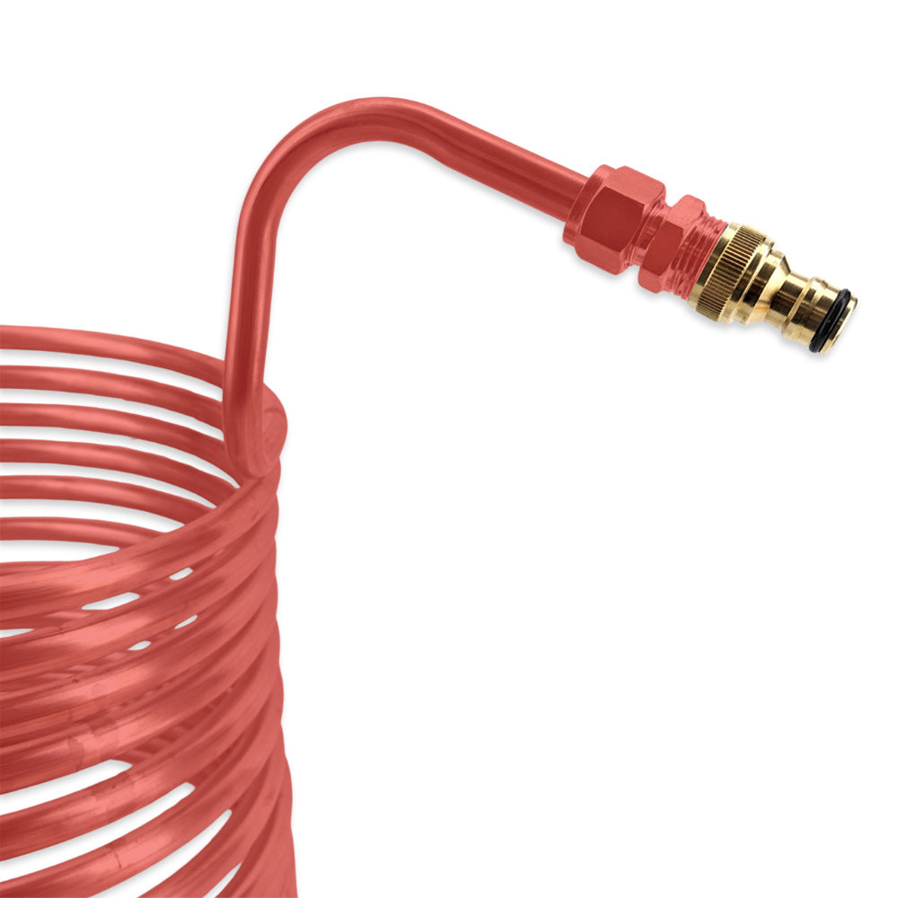 Harden hose fitting on an immersion chiller.