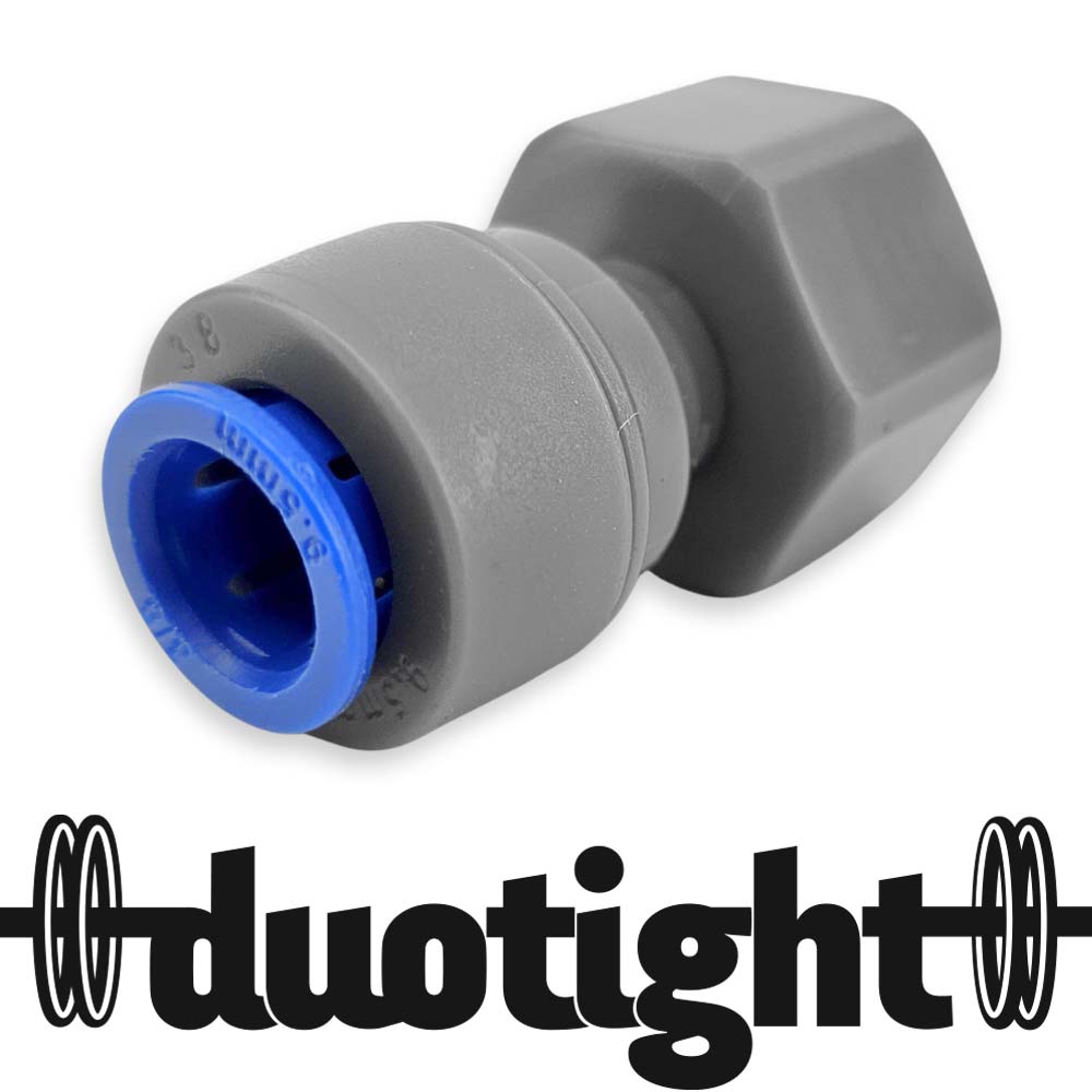 This duotight fitting is suitable for our EVABarrier Beer & Gas hosing in 6mm x 9.5mm line and connecting up to 1/2 fittings such as hex nipples, camlock and 1.5 inch tri-clover fittings.