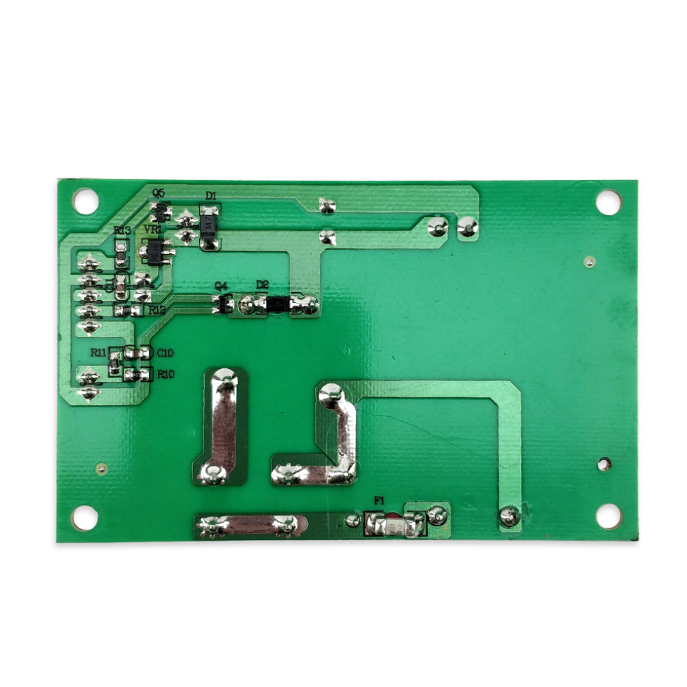 Green electronic circuit board on a white background