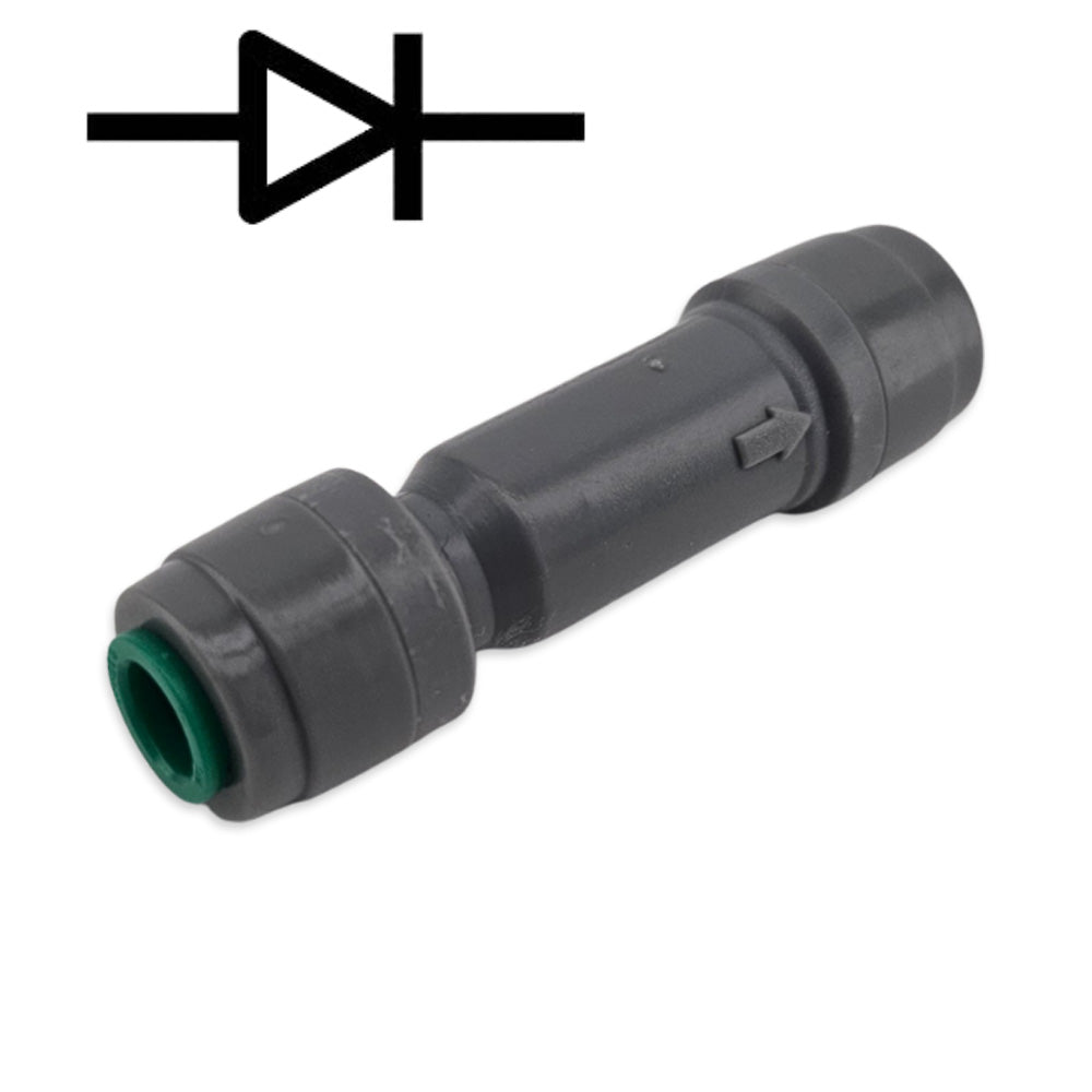 6.35mm x 6.35mm duotight check valve - prevents back flow of liquid into your regulator with a low 1psi opening pressure.