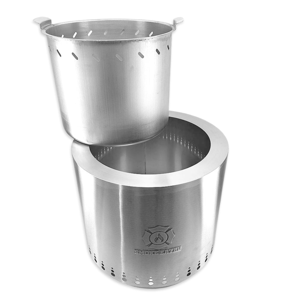 Internal fire basket is removable for easy ash clean up.