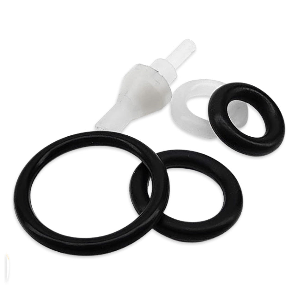 Please refer to the product photos for an exploded diagram of where the replacement seals and poppet placement. 