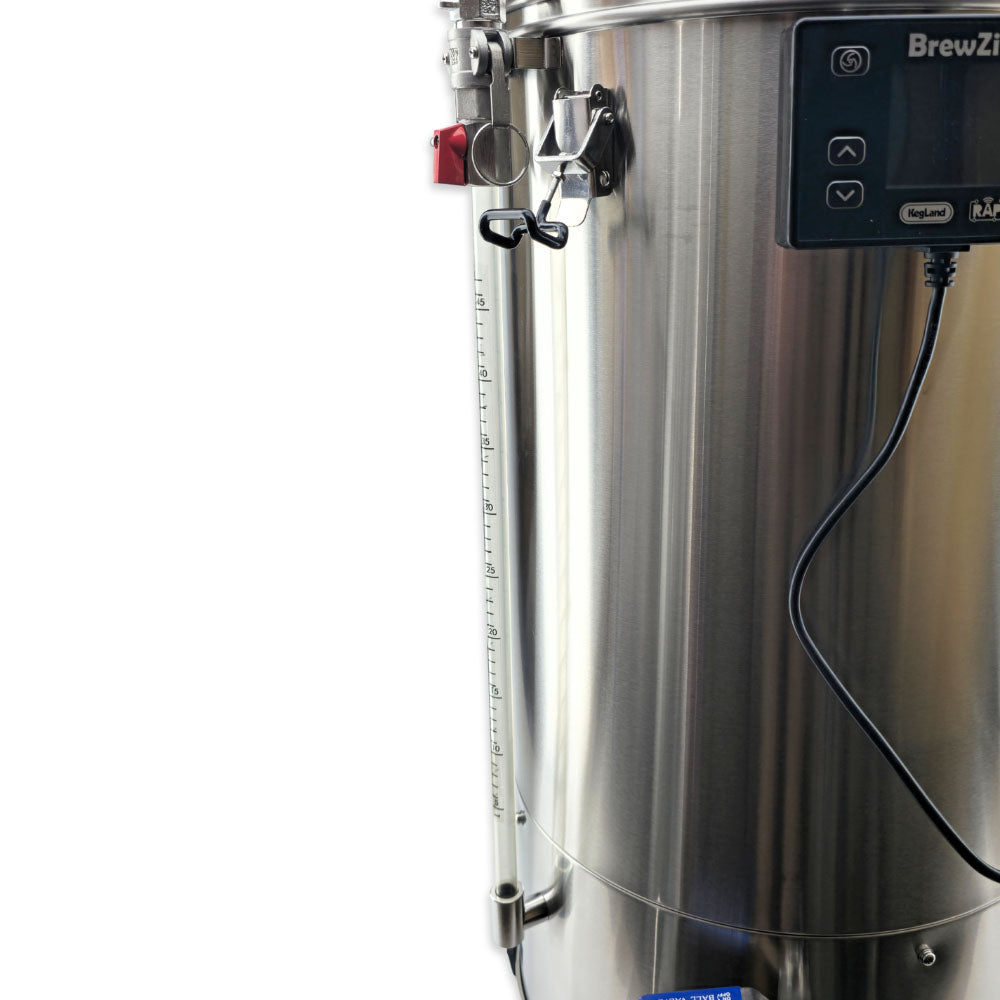 Get the worlds top selling BrewZilla branded single vessel, double batch micro-brewery that is sold all over the world. Now with a sight glass and 25 watt pump.