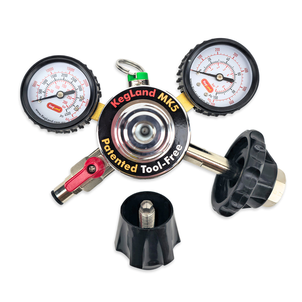 MK5 Regulator brought to you by KegLand is the first tool free regulator every designed.