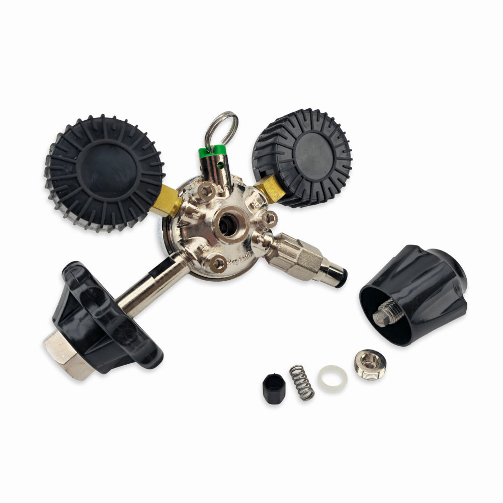 The seat cap assembly, spring, washer and hex bolt cap are unassembled.