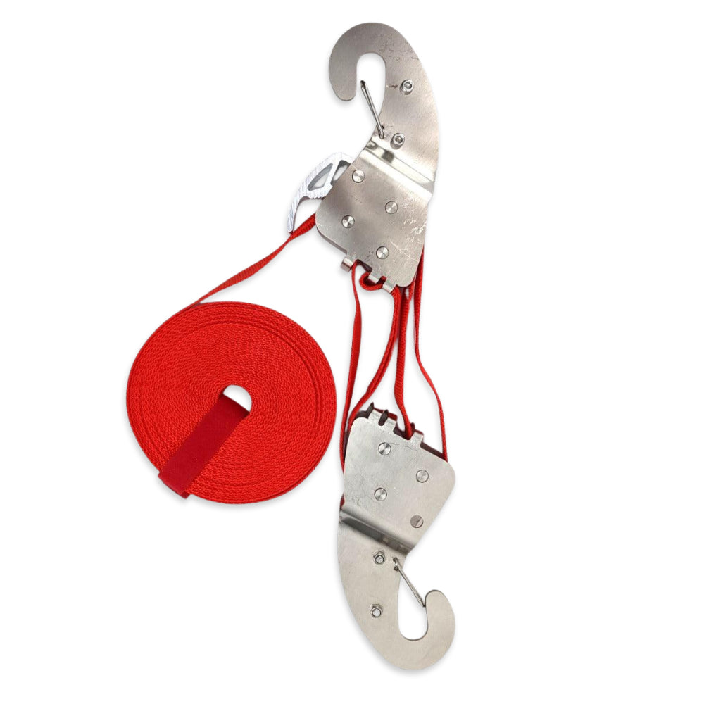 This heavy duty pulley is made from strong nylon strapping, laser cut 304 grade stainless steel and is capable of lifting up large heavy loads on and off your trailer, ute or other vehicle.