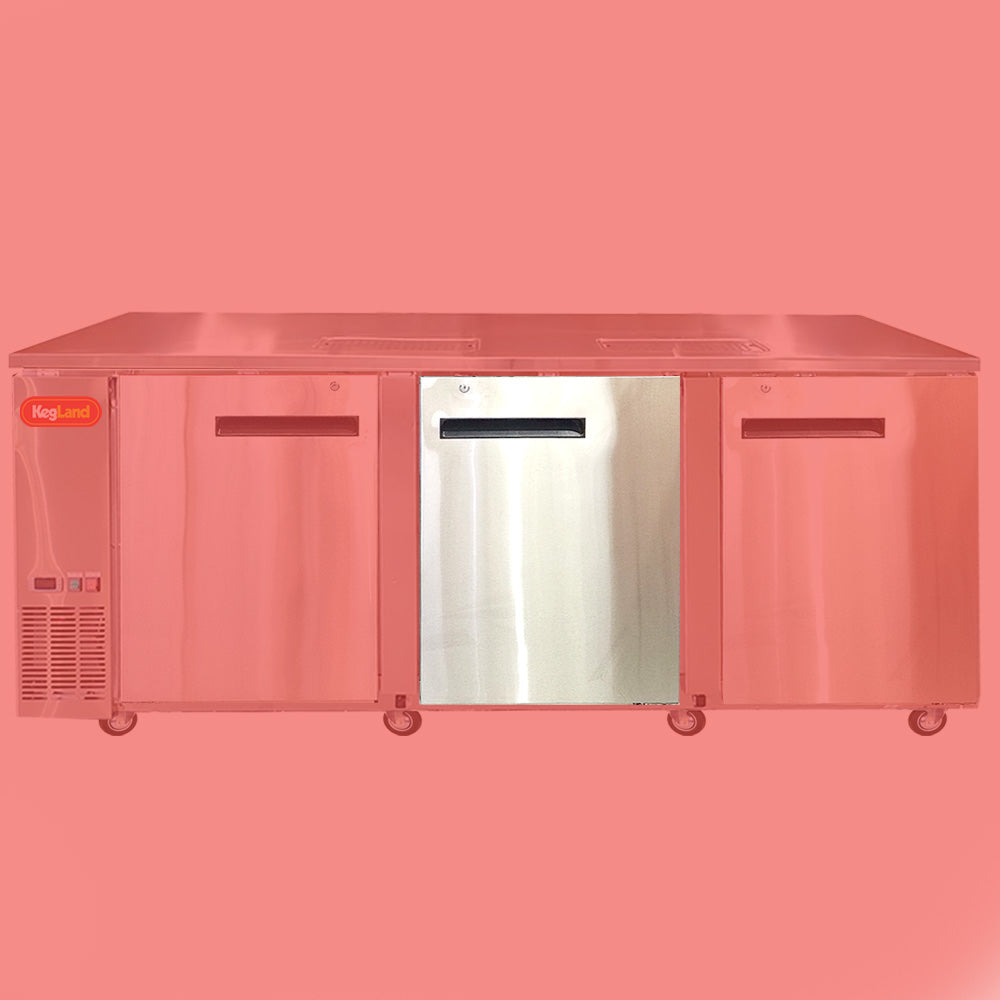 Solid doors have superior insulation to the Glass Door, as well as protection to UV exposure if you have beer bottles / beer lines in direct/indirect sunlight.