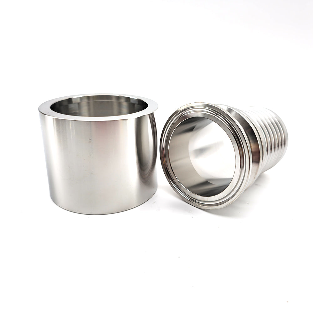 Commercial Beverage and Safe Food Handling Fitting designed for seamless sanitary flow. Please note: These must be crimped/swaged onto the hose. Hosing not included.