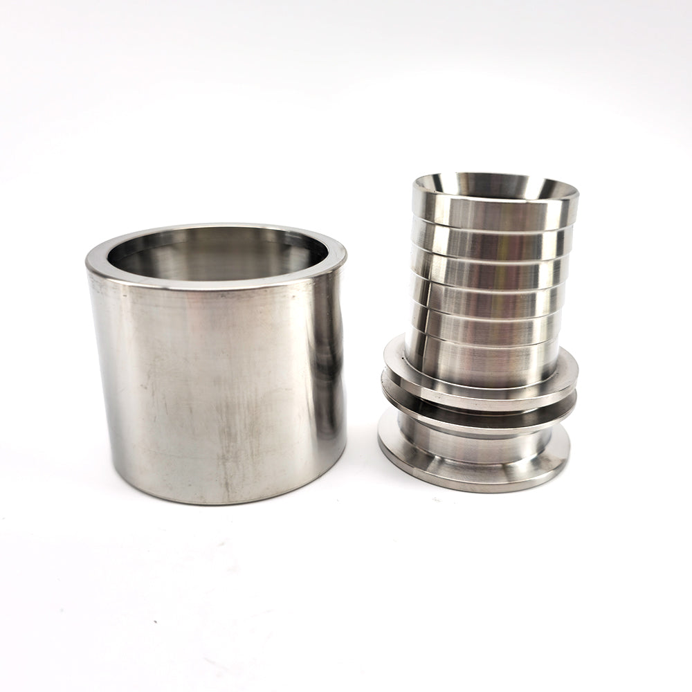 Commercial Beverage and Safe Food Handling Fitting designed for seamless sanitary flow. Please note: These must be crimped/swaged onto the hose. Hosing not included.
