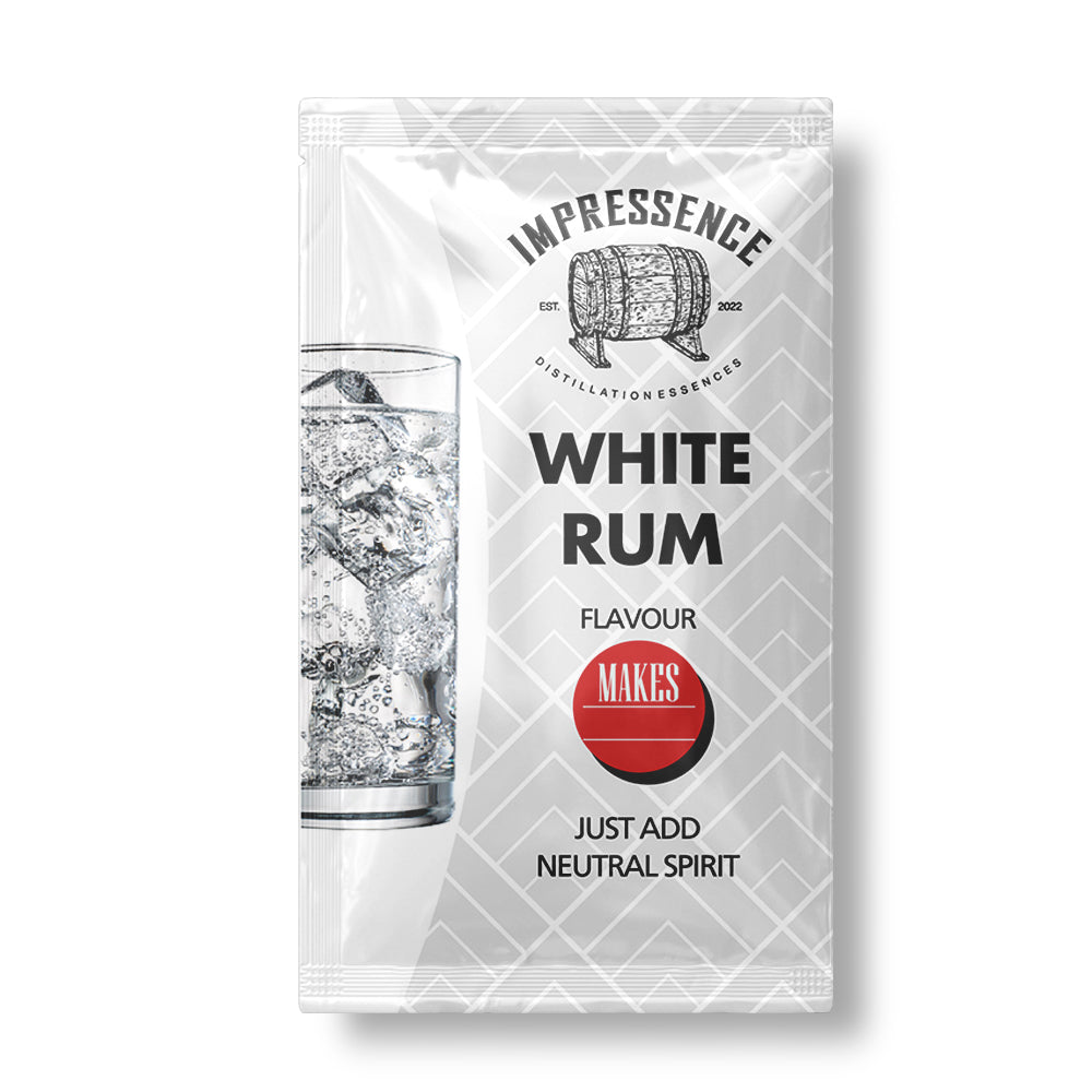 White Rum 50mL Spirit Flavouring Sachet that makes 1.25L of delicately floral and fruity Blanco rum.