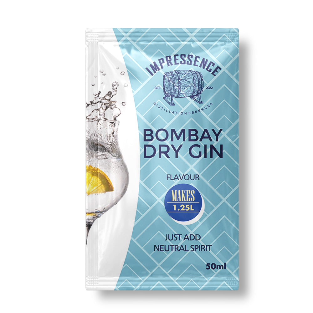 50mL Bombay Dry Gin Spirit Flavouring Sachet - makes 1.25L of fresh juniper and lemon forward gin.