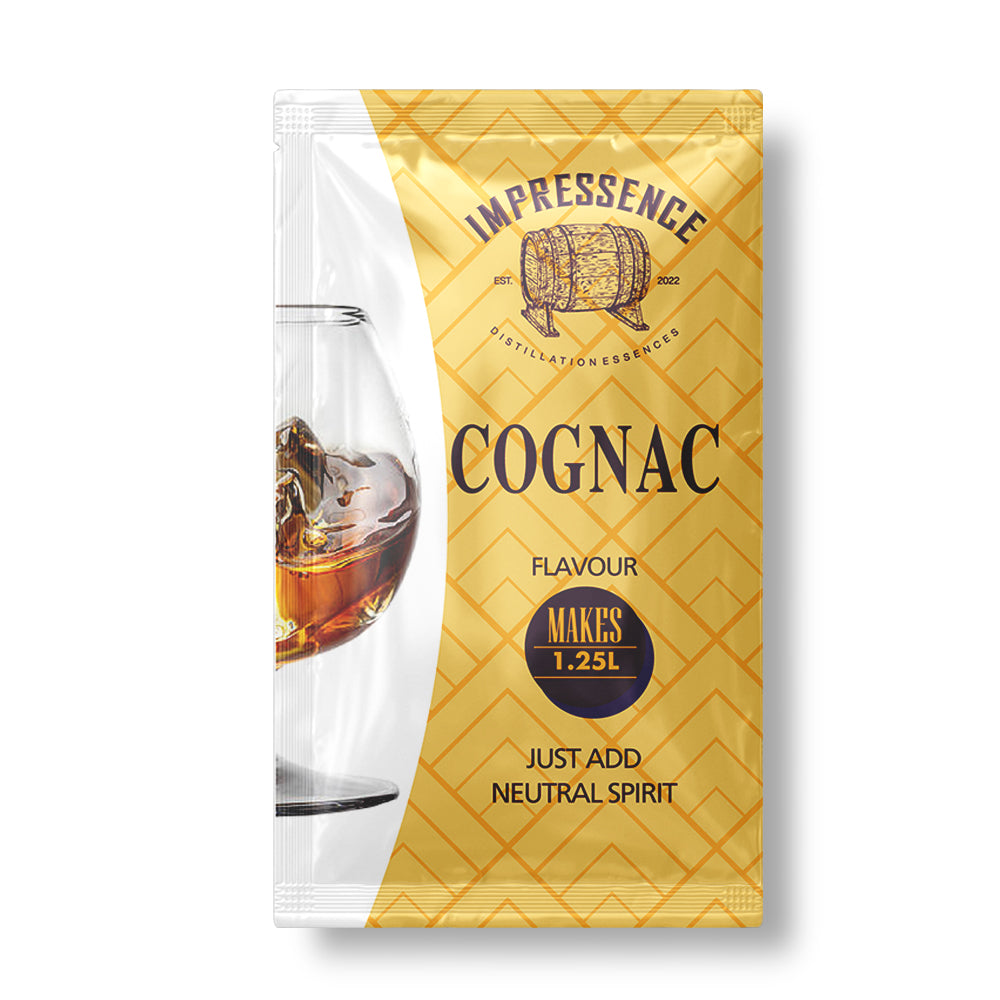 50mL Impressence French XO Styled Cognac Sachet. It boasts of fresh peach and plums to more distinguished aromas of concentrated prunes, figs, and dried apricots.