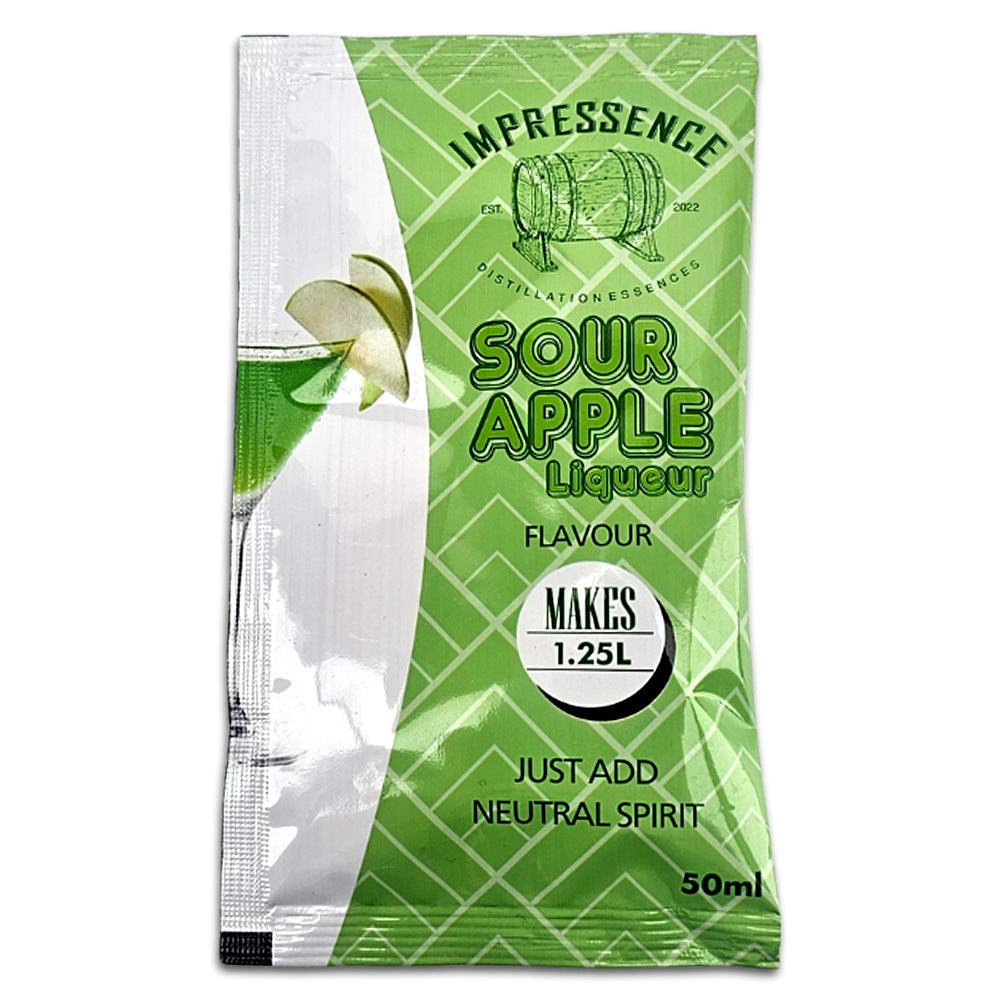 Impressence Sour Apple Liqueur 50ml Spirit Flavouring Sachet - Lip-puckering zesty and sour green apple liqueur.