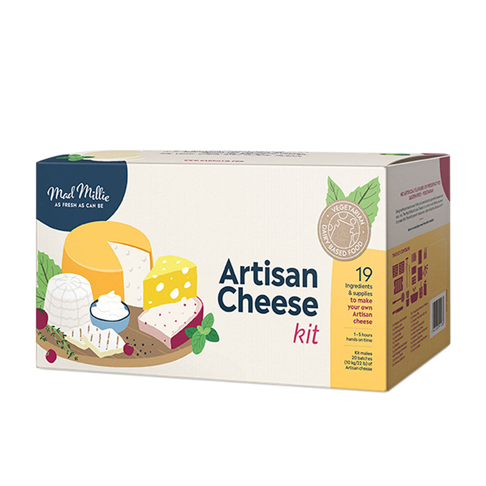 Mad Millie Artisan Cheese Kit - Make your own fresh cheeses and aged hard cheeses at home.