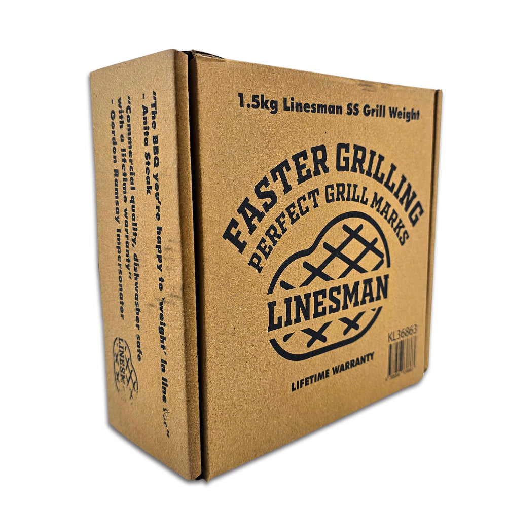 The perfect gift for those who love to cook meats and vegetables on the BBQ. Get perfectly even sear lines when you use the Heavy Duty Lines Man Grilling Weight.