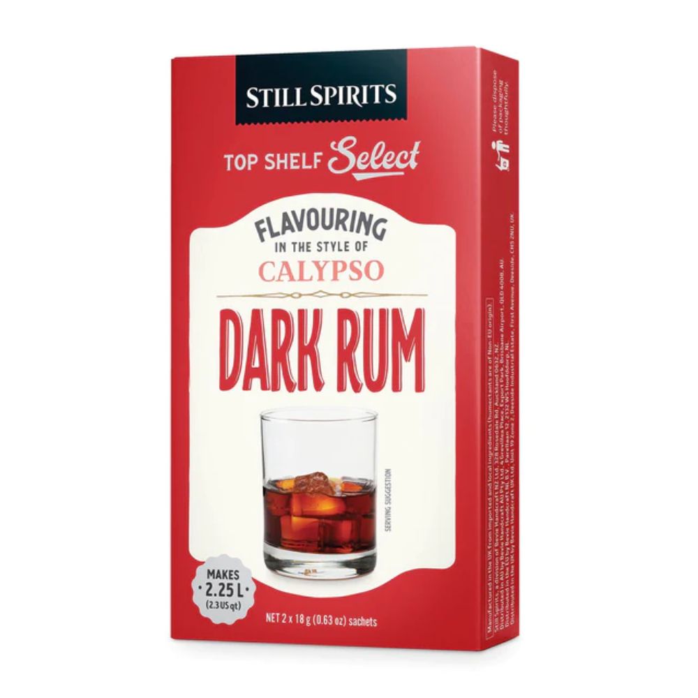Calypso Dark Rum Spirit Flavouring - makes 2.25L of Caribbean with notes of smooth golden molasses.