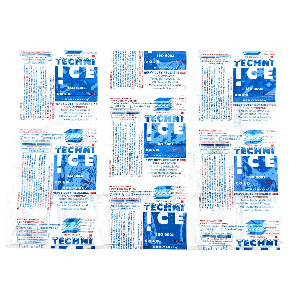 The Ice Packs that we use are the highest quality for both strength and cooling longevity with heavy duty reusable 4 ply construction.