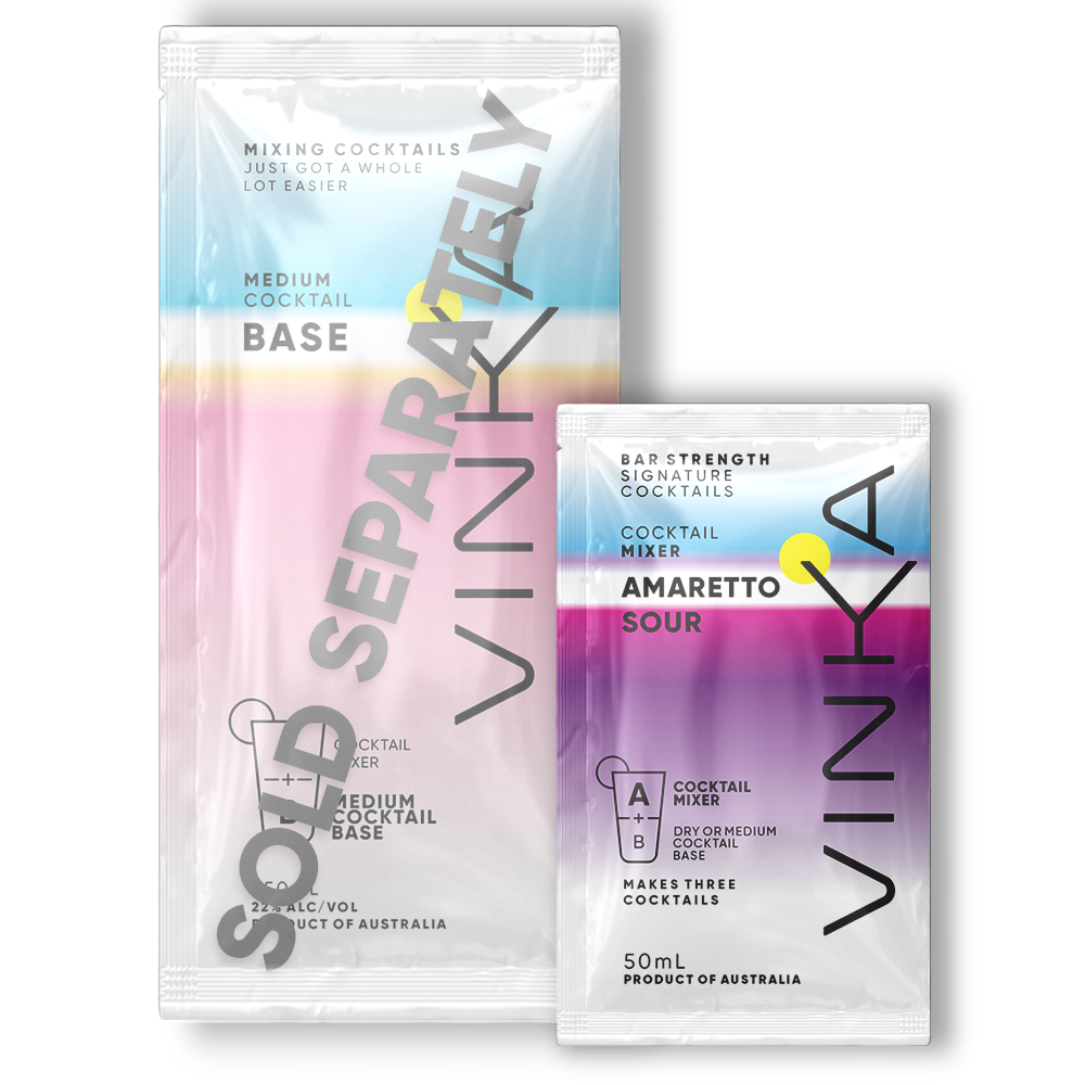 Classic Amaretto sour with the full flavour pop! VINKA Base sold separately.