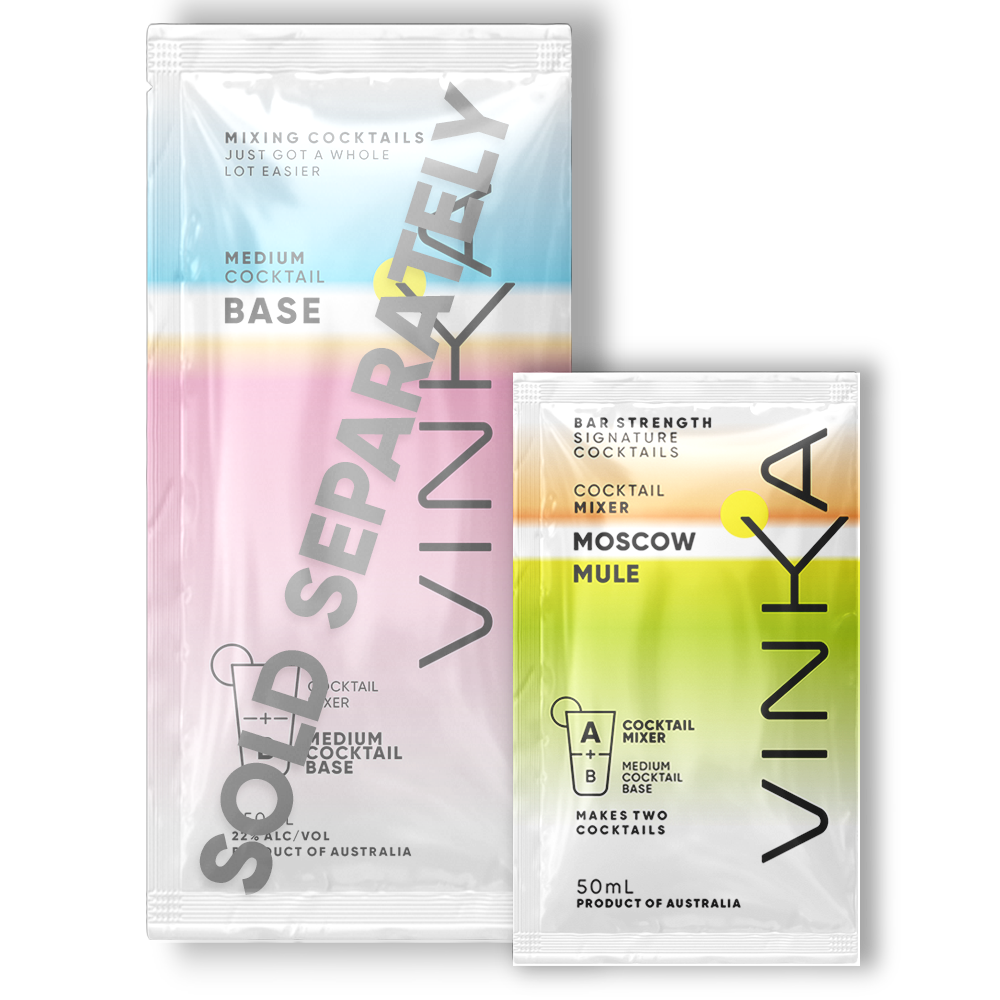 50mL VINKA Moscow Mule Sachet Render with white background.
