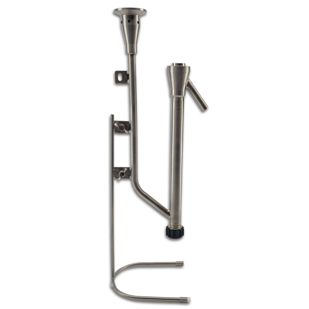 can be height adjusted using the wire stand, or mounted directly to your PolyPhoenix Distillation set up via the 1.5" Tri-Clover input port.