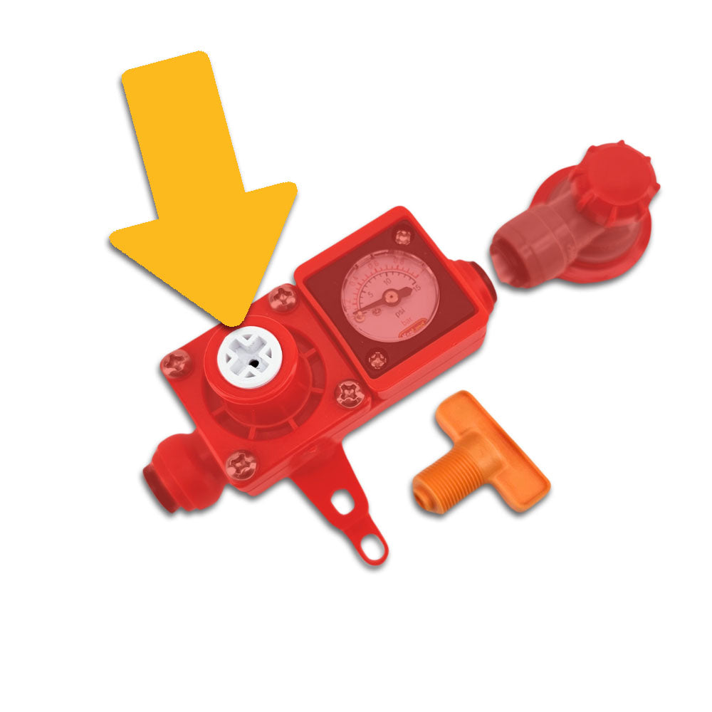 Simply use a Phillips Head Screw driver to adjust the pressure of your inline regulator or BlowTie. Completely sunken and recessed into the fitting to make it a super low profile that can't be knocked or break apart.