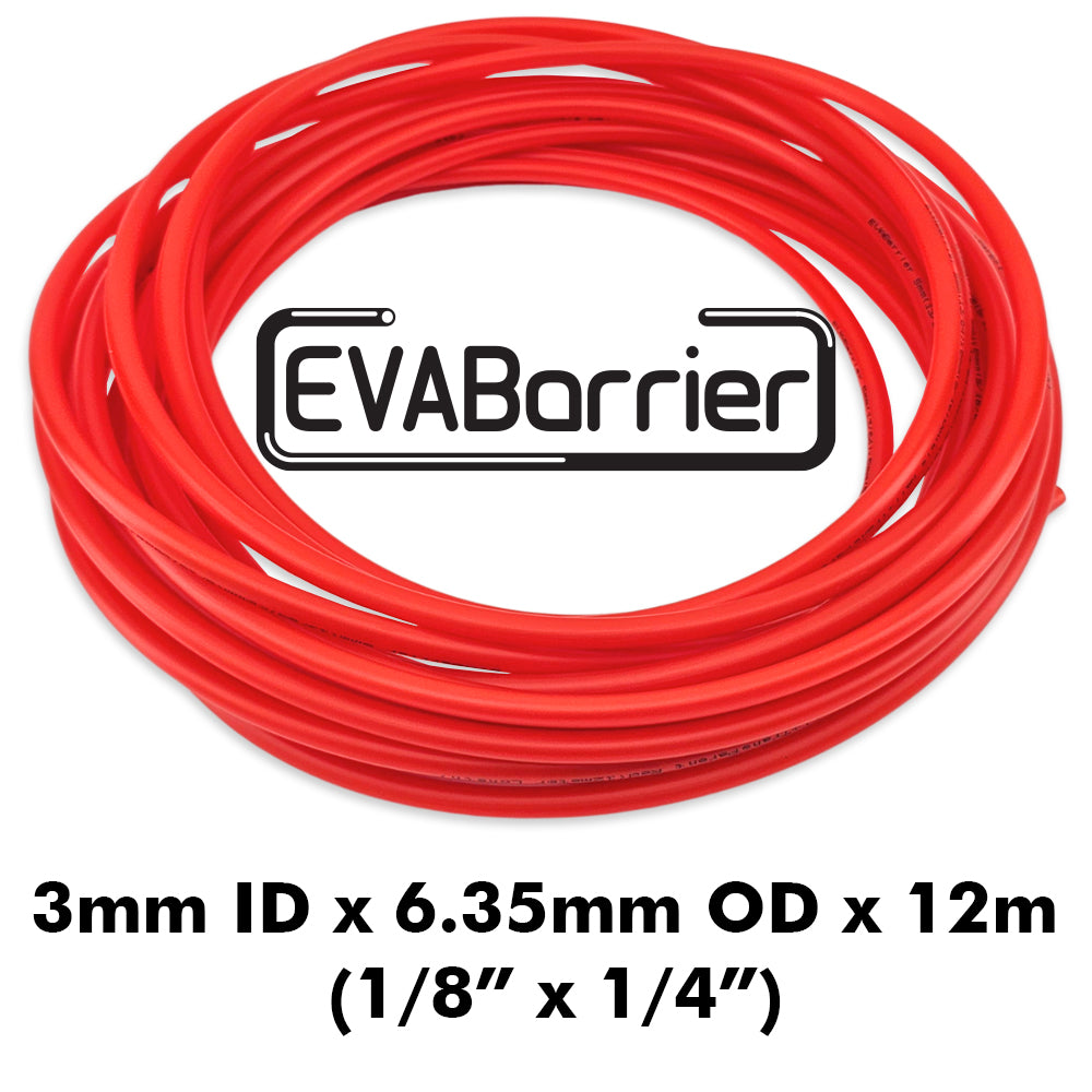 Red EVABarrier 3mm ID x 6.35mm OD x 12m Roll - Double Wall Semi-Transparent EVA