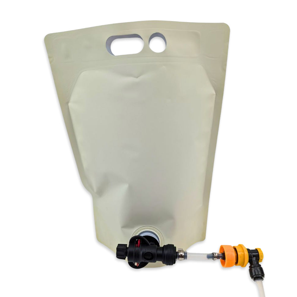 Easy fill or dispense using a ball lock disconnect tapping system. Dispense wine, spirits or even cold brew coffee.