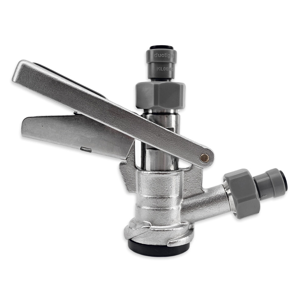 Commonly referred to as the "Twist On Coupler" for the twist style kegs that aren't D-Type.
Suitable for attaching Asahi, Heineken, Hofbrau Kegs.