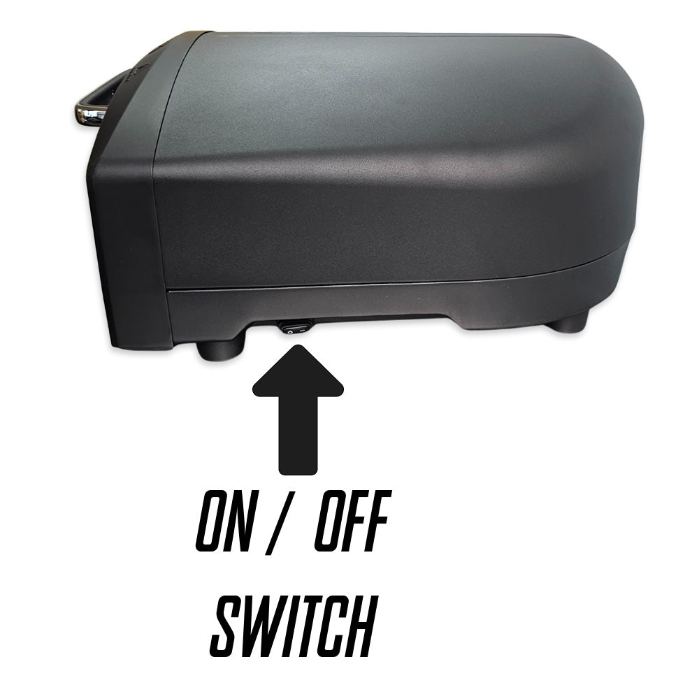 On / Off Switch is located on the base of the HIZO NEO E12. There is also a touch interface toggle.