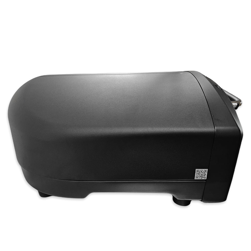 Left side view exposing the instruction manual QR Code.